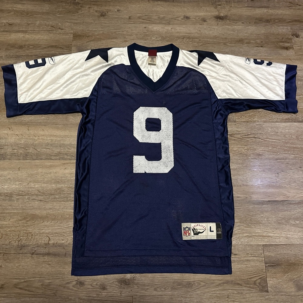 Reebok NFL Dallas Cowboys Tony Romo 9 Throwback Jersey Mens Large‎ Navy White